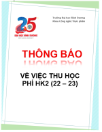 TB về việc thu HP HK2 (22 - 23) đại học chính quy