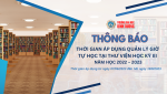 Thông báo thời gian áp dụng quản lý giờ tự học của sinh viên tại Thư viện HK3 (22 - 23)