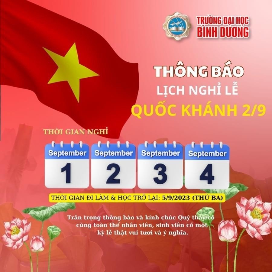 THÔNG BÁO LỊCH NGHỈ LỄ QUỐC KHÁNH 2/9